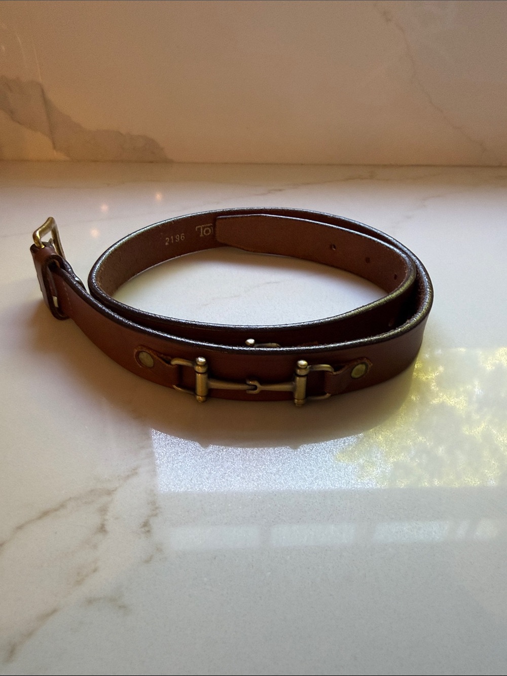 Tory Leather 1” Snaffle Bit Brown Leather Belt